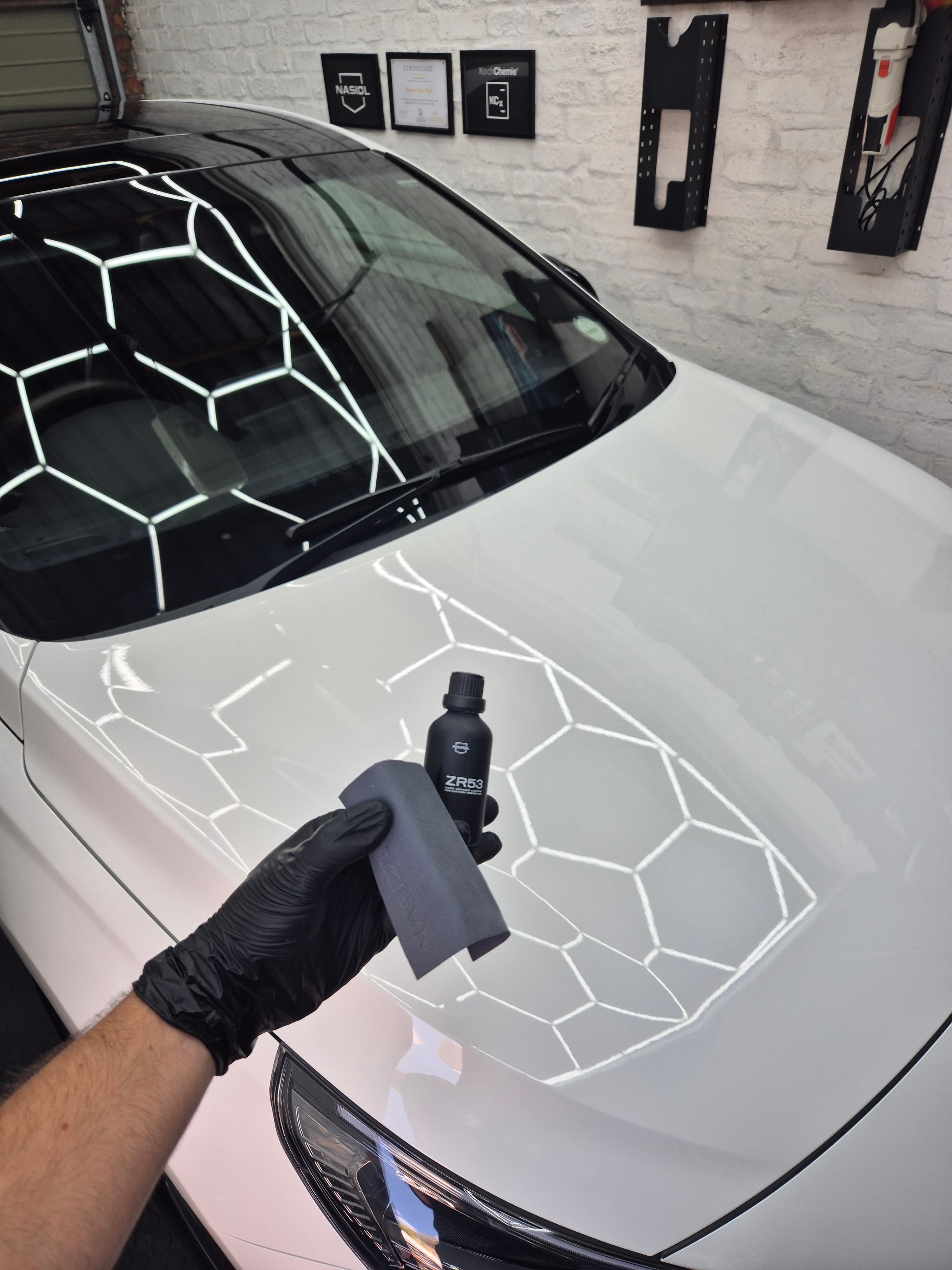 Ceramic coating levelling — wiping off excess on white paint